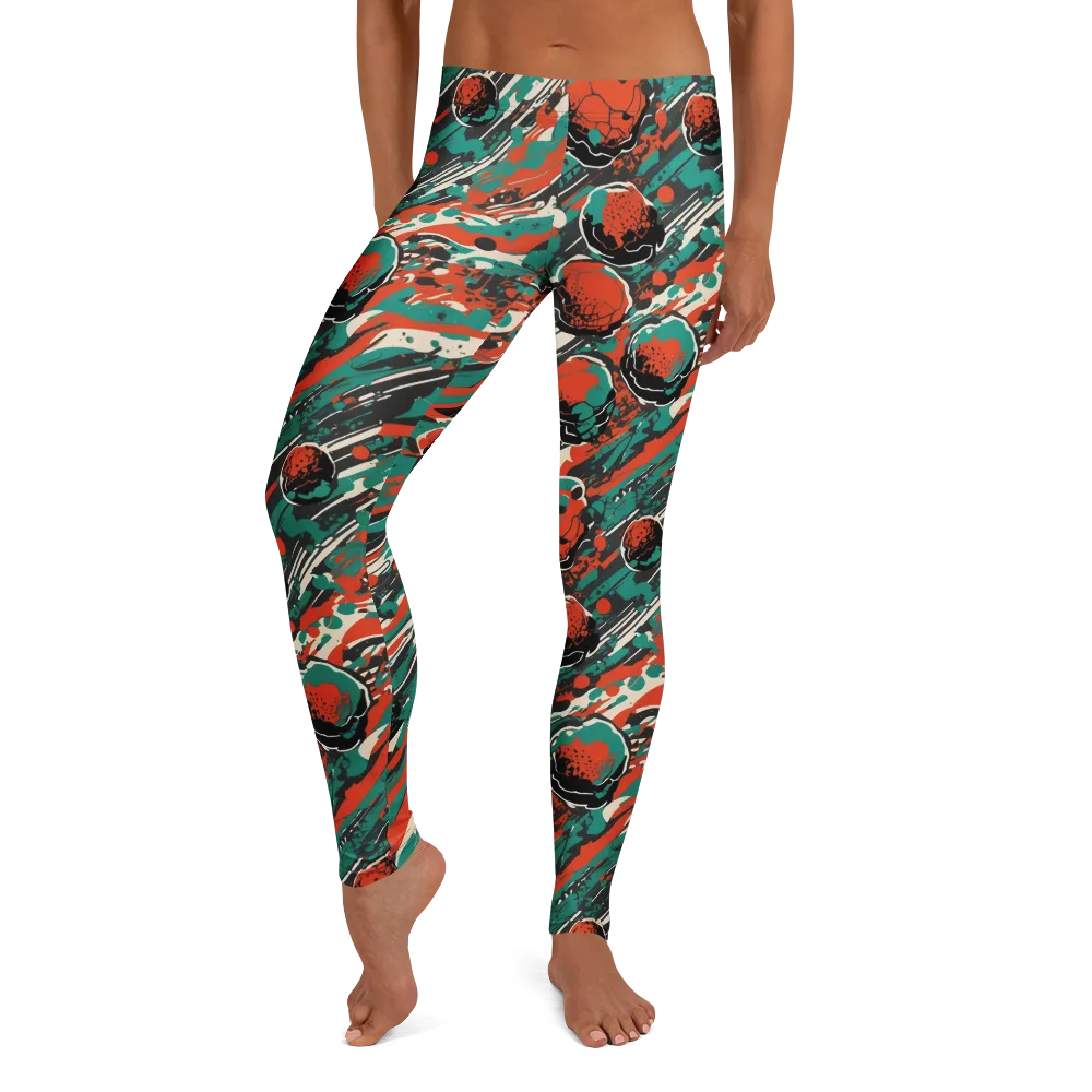 Teal Static on Leggings — Front