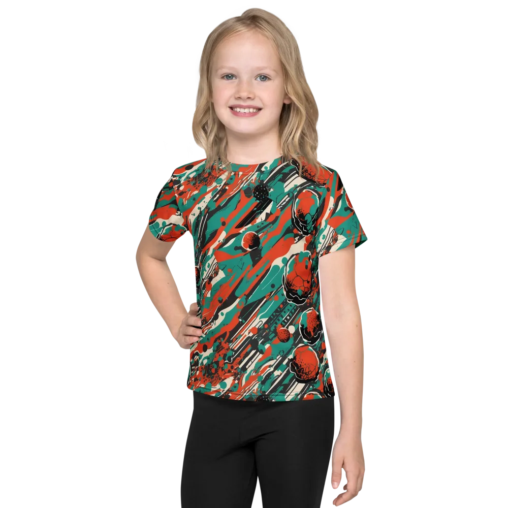 Teal Static on Kids Crew Neck T-Shirt — Front