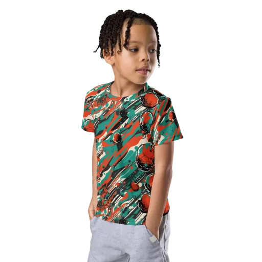 Teal Static on a Kids Crew Neck T-Shirt