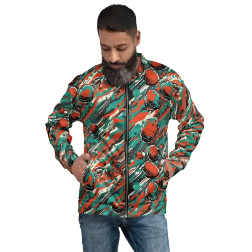 Teal Static on a Bomber Jacket