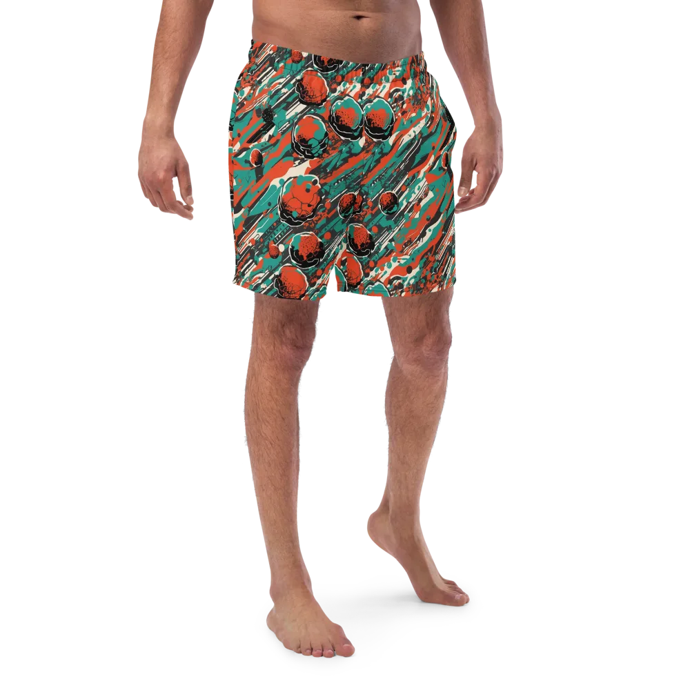 Teal Static on Swim Trunks — Front