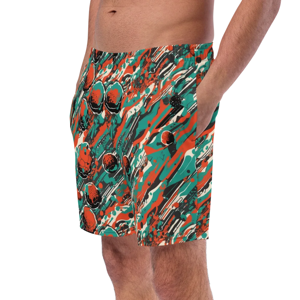 Teal Static on Swim Trunks — Left Front