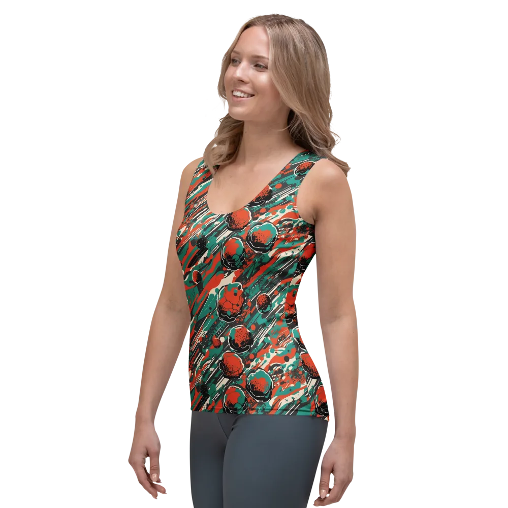 Teal Static on Women's Tank Top — Left Front