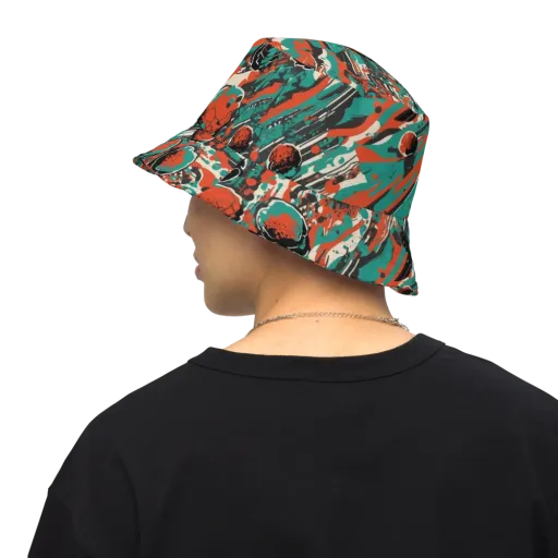 Teal Static on a Reversible Bucket Hat