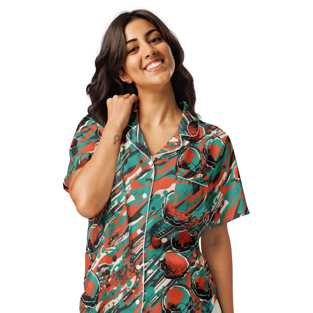 Teal Static on Women's Short Sleeve Pajama Top — Front