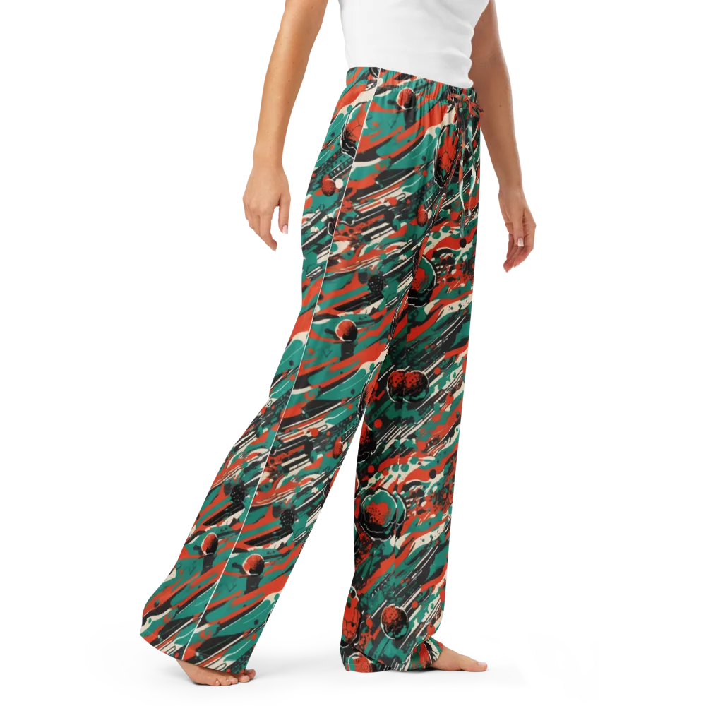 Teal Static on Women's Pajama Pants — Right Front