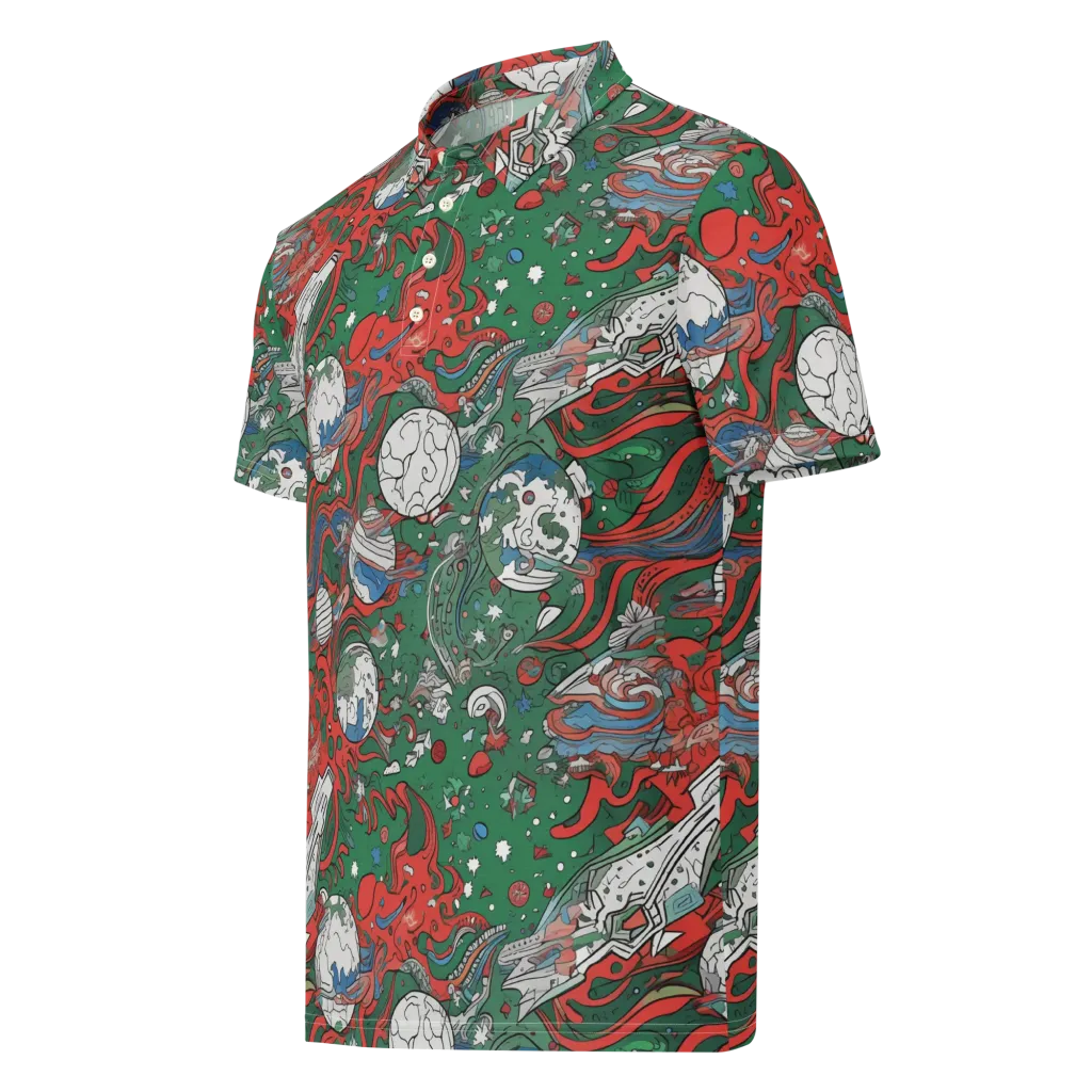 Cosmic Kraken on Men's Slim Fit Polo Shirt — Left Front