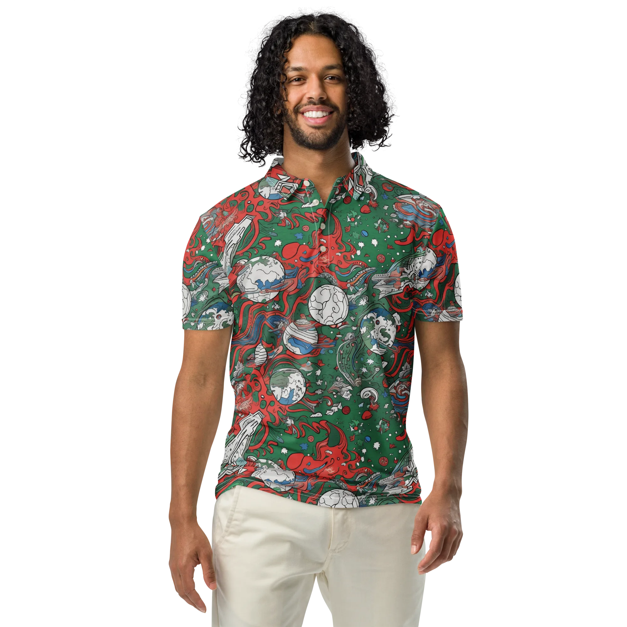 Cosmic Kraken on Men's Slim Fit Polo Shirt — Front