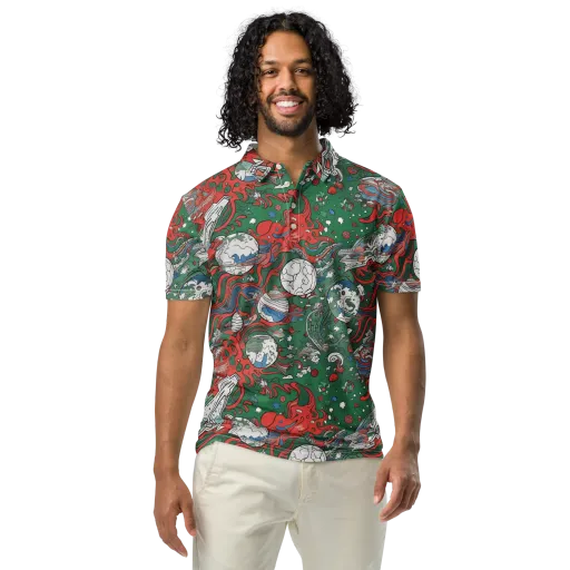Cosmic Kraken on a Men's Slim Fit Polo Shirt