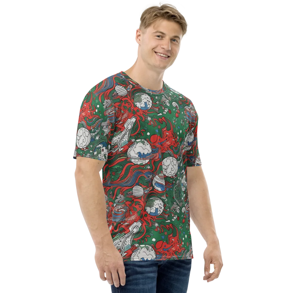Cosmic Kraken on Men's Crew Neck T-Shirt — Right