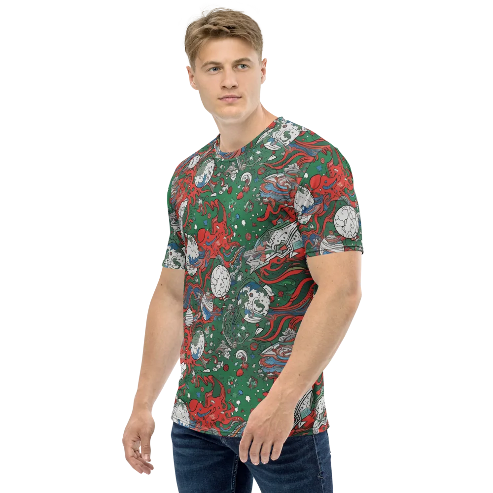 Cosmic Kraken on Men's Crew Neck T-Shirt — Left