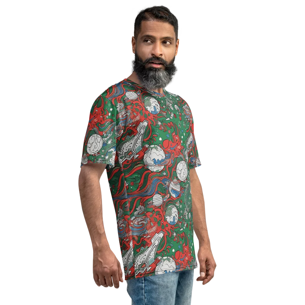 Cosmic Kraken on Men's Crew Neck T-Shirt — Right