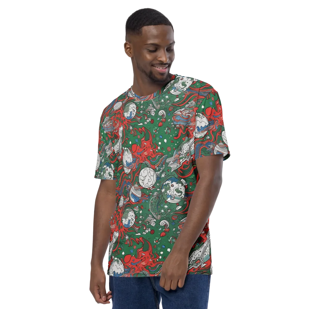 Cosmic Kraken on Men's Crew Neck T-Shirt — Left