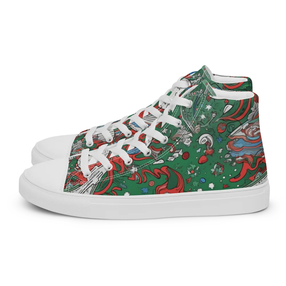 Cosmic Kraken on Men's High Top Canvas Shoes — Left