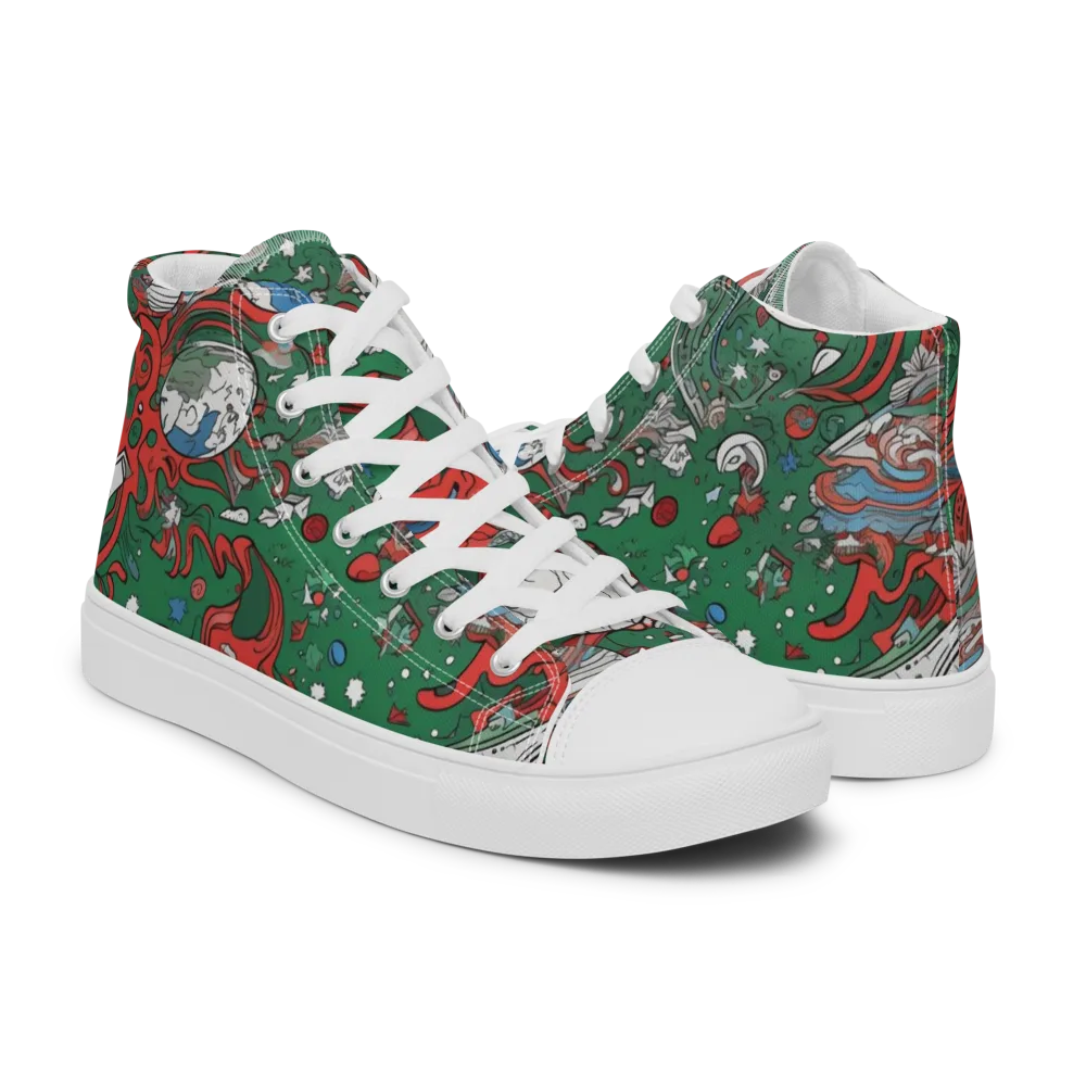 Cosmic Kraken on Men's High Top Canvas Shoes — Right