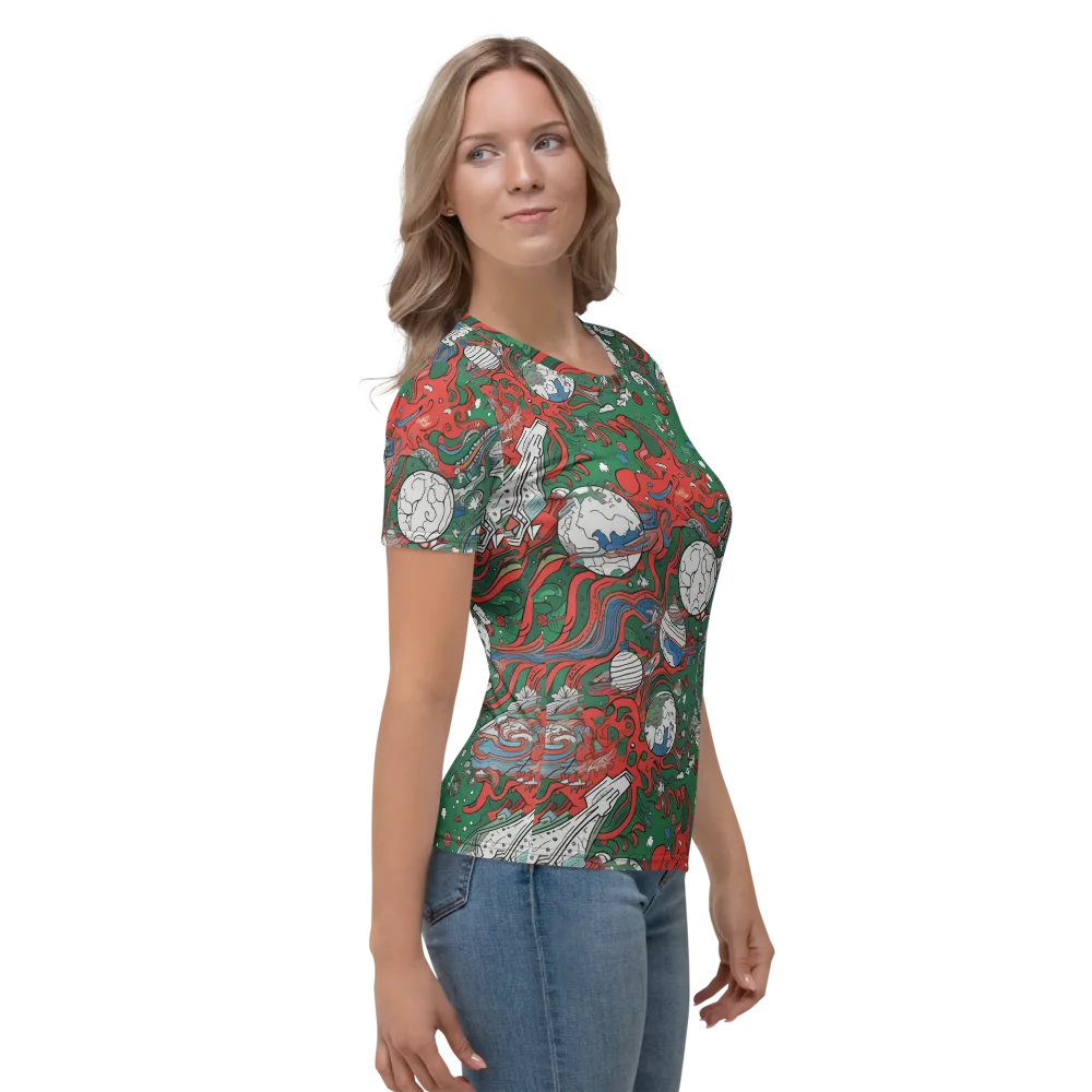 Cosmic Kraken on Women's Crew Neck T-Shirt — Right