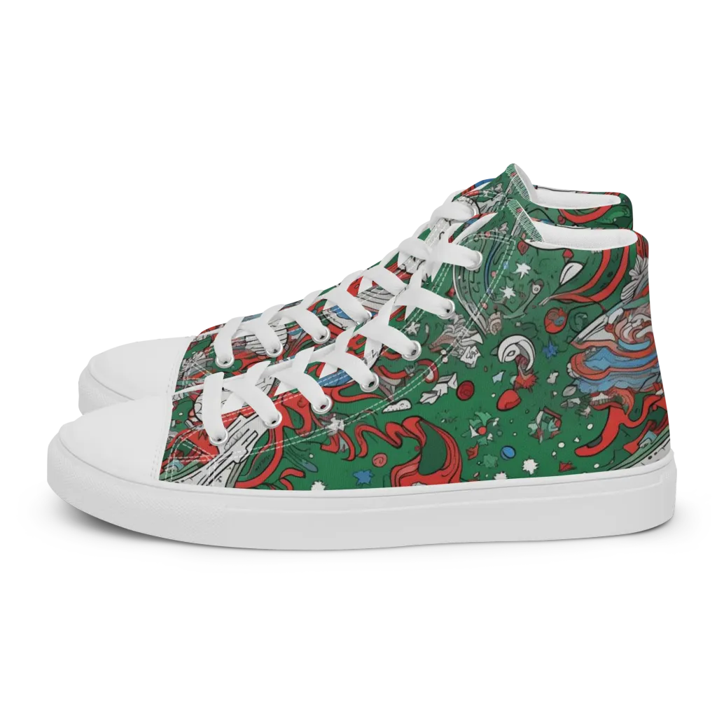 Cosmic Kraken on Women's High Top Canvas Shoes — Left