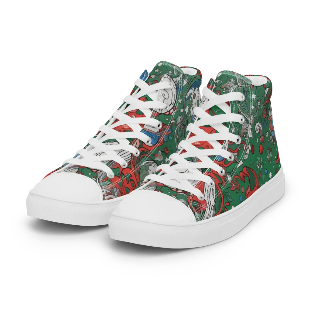 Cosmic Kraken on Women's High Top Canvas Shoes — Left Front