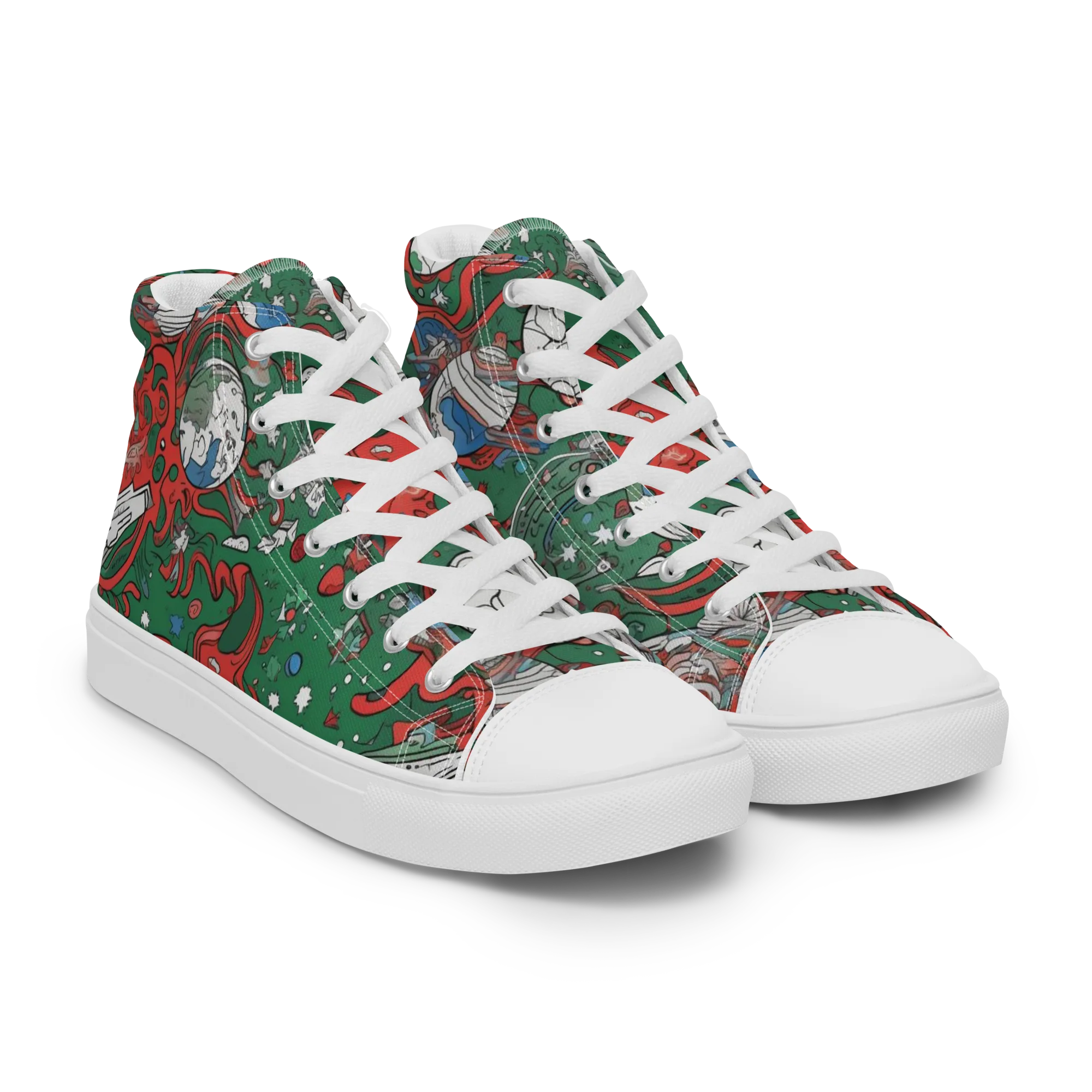 Cosmic Kraken on Women's High Top Canvas Shoes — Right Front