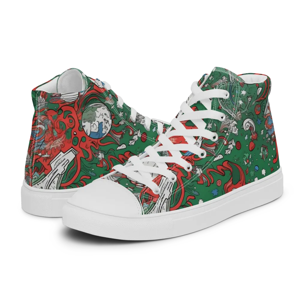 Cosmic Kraken on Women's High Top Canvas Shoes — Left