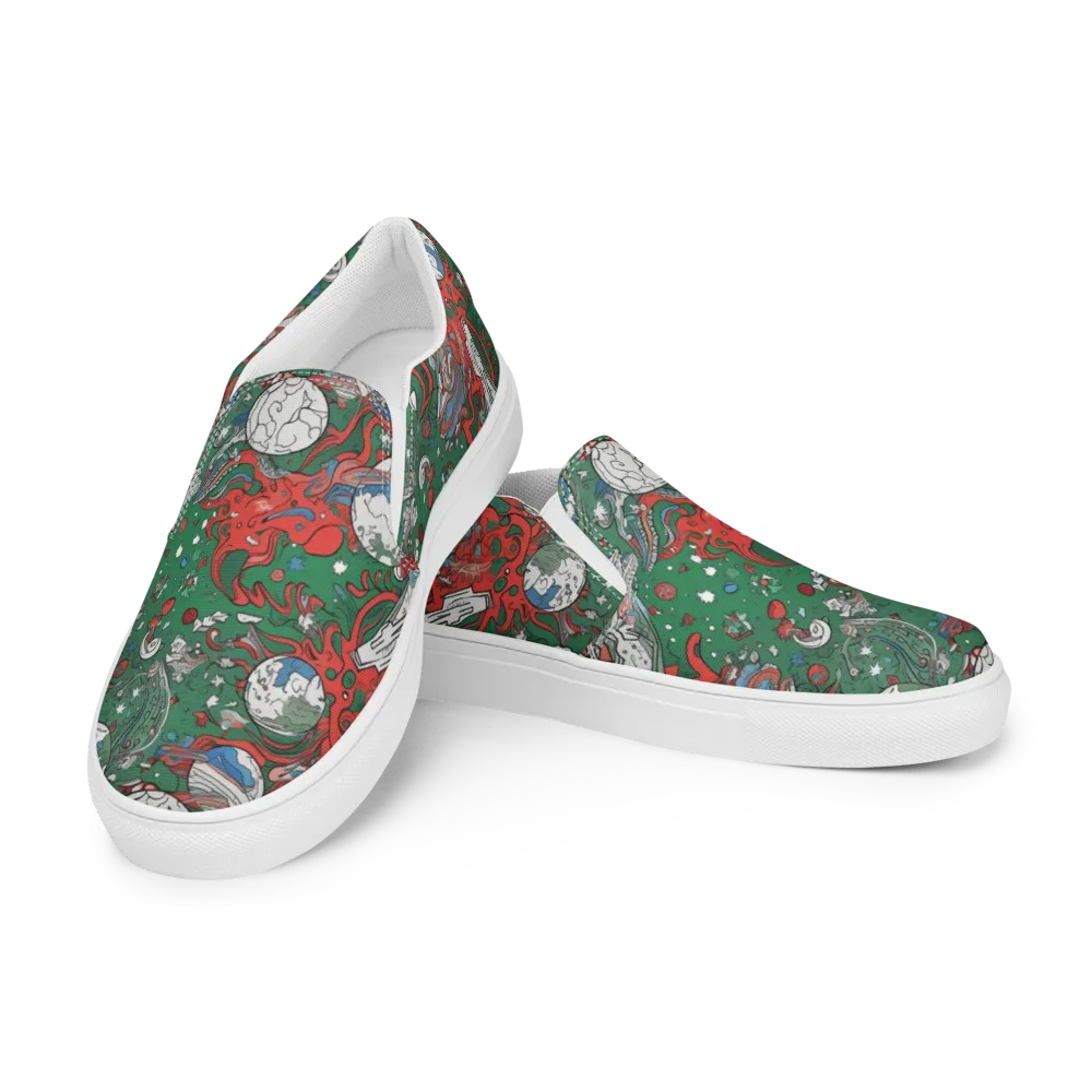 Cosmic Kraken on Men's Slip-On Canvas Shoes — Left Front