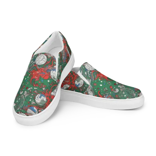 Cosmic Kraken on a Men's Slip-On Canvas Shoes