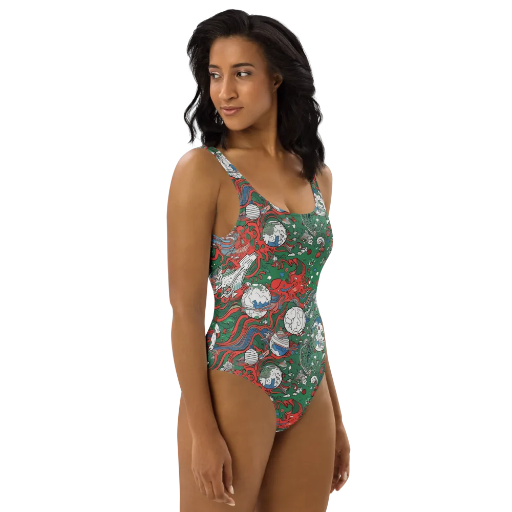 Cosmic Kraken on One-Piece Swimsuit — Right