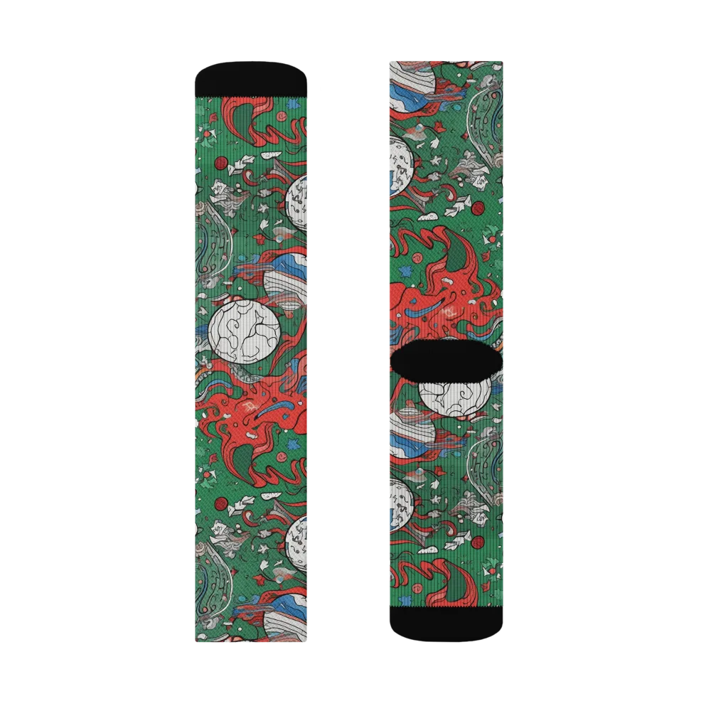 Cosmic Kraken on Socks — Left Sock