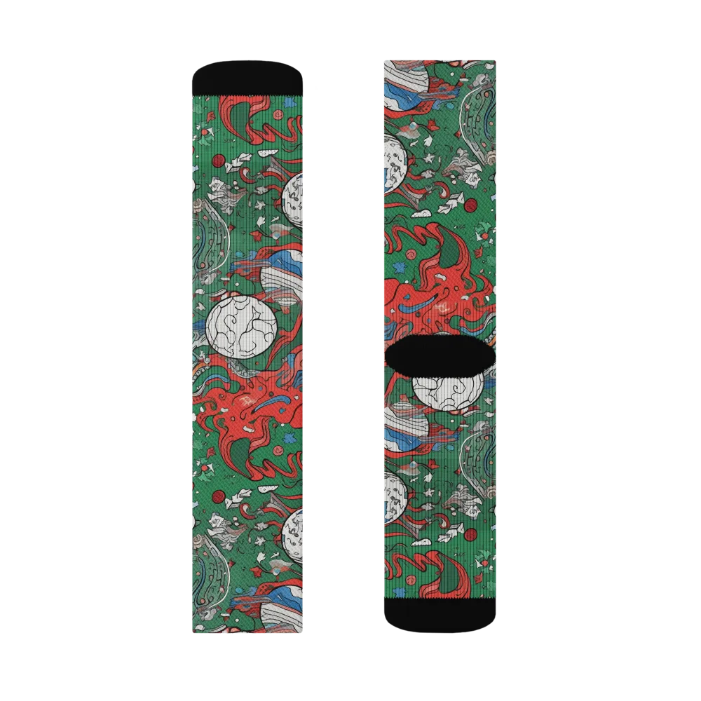 Cosmic Kraken on Socks — Right Sock