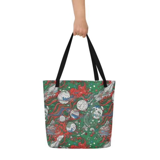 Cosmic Kraken on a Large Tote Bag W/ Pocket