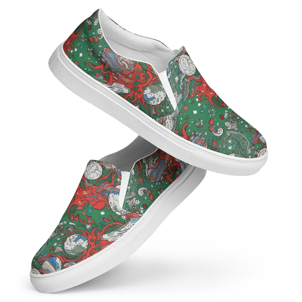 Cosmic Kraken on Women's Slip-On Canvas Shoes — Front