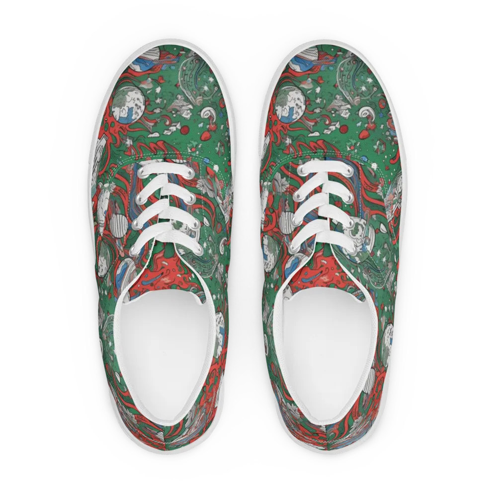 Cosmic Kraken on Men's Lace-Up Canvas Shoes — Front