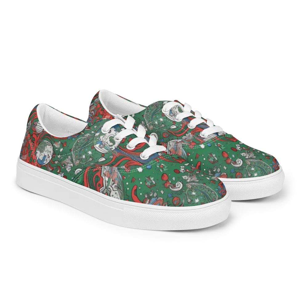 Cosmic Kraken on Men's Lace-Up Canvas Shoes — Right Front