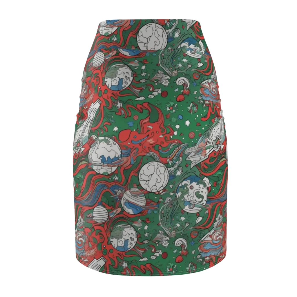 Cosmic Kraken on Pencil Skirt — Back