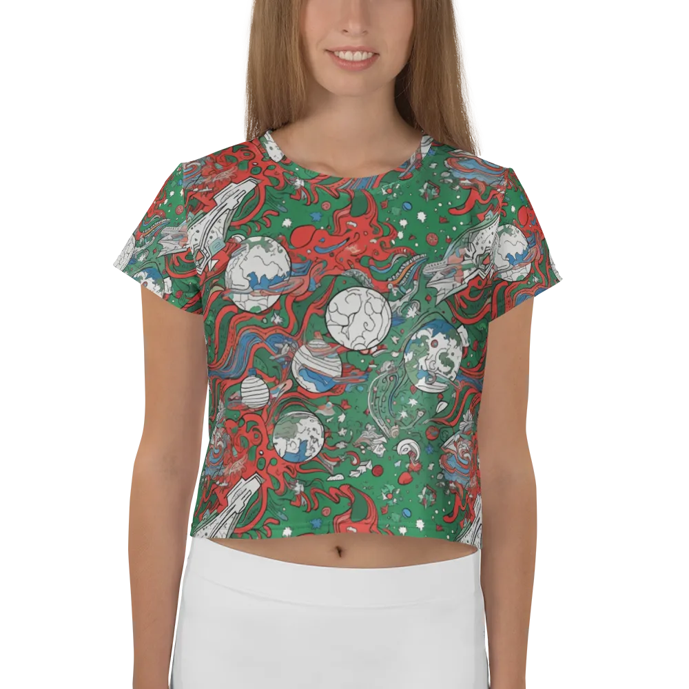 Cosmic Kraken on Crop Tee — Front