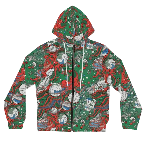 Cosmic Kraken on a Women's Full-Zip Hoodie