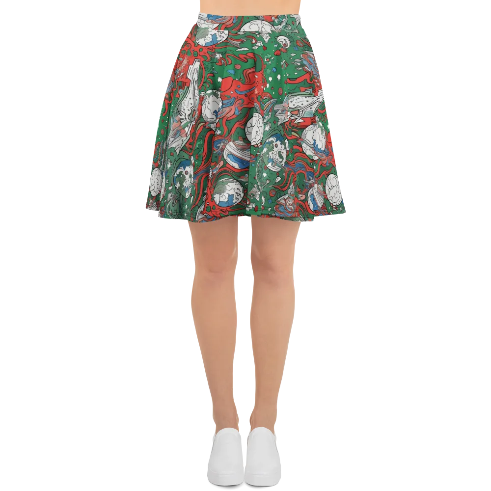 Cosmic Kraken on Skater Skirt — Front