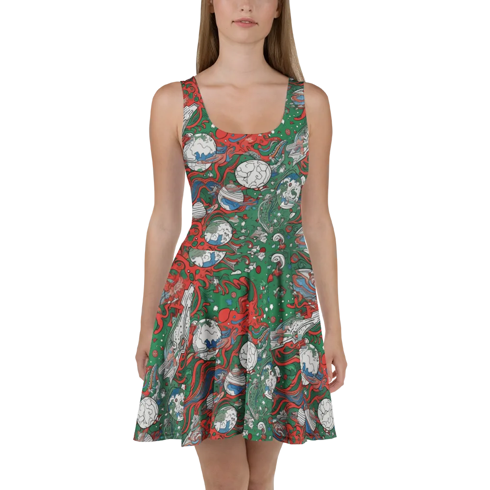 Cosmic Kraken on Skater Dress — Front