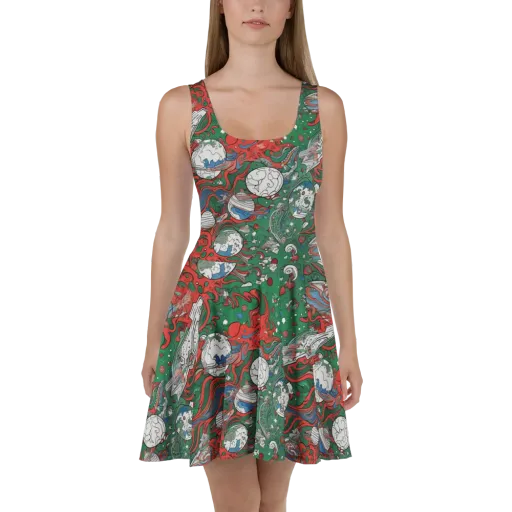Cosmic Kraken on a Skater Dress