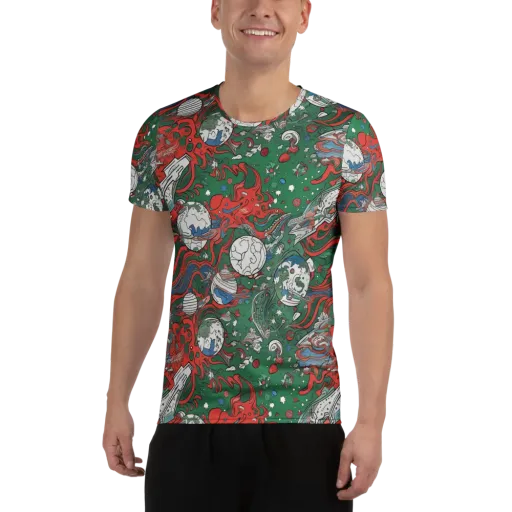 Cosmic Kraken on a Men's Athletic T-Shirt