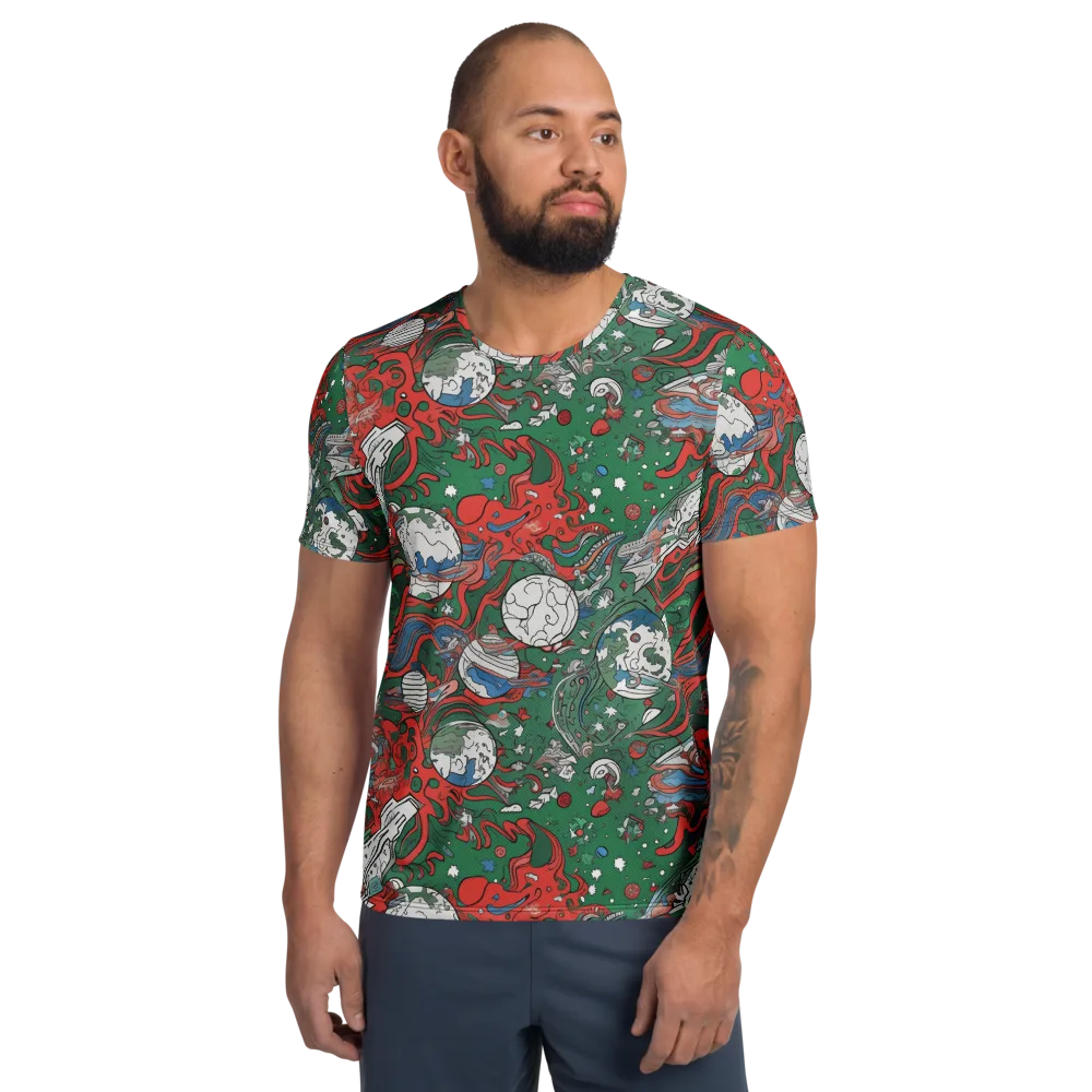Cosmic Kraken on Men's Athletic T-Shirt — Front