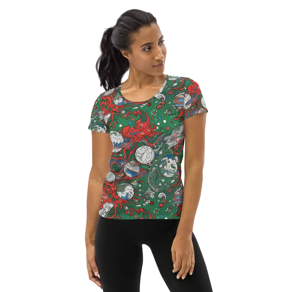 Cosmic Kraken on Women's Athletic T-Shirt — Front