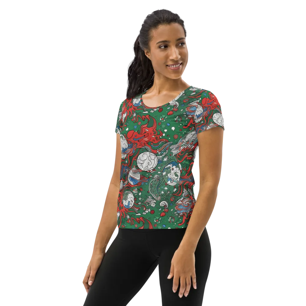 Cosmic Kraken on Women's Athletic T-Shirt — Left