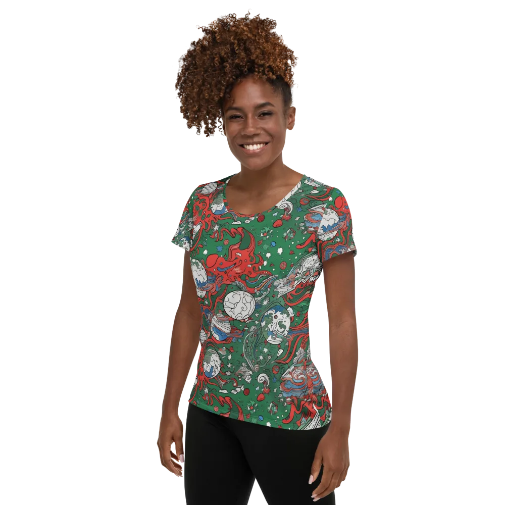 Cosmic Kraken on Women's Athletic T-Shirt — Left