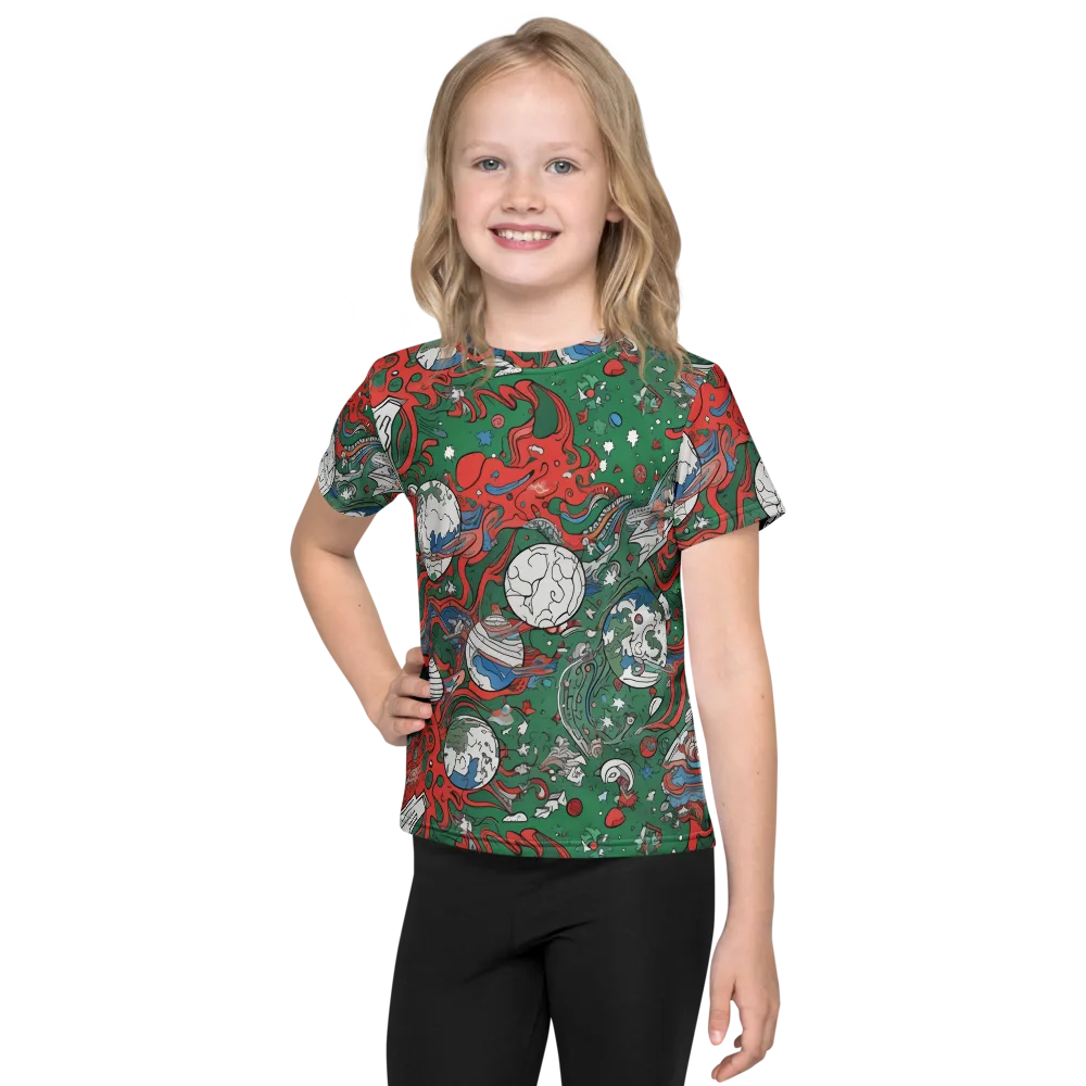 Cosmic Kraken on Kids Crew Neck T-Shirt — Front