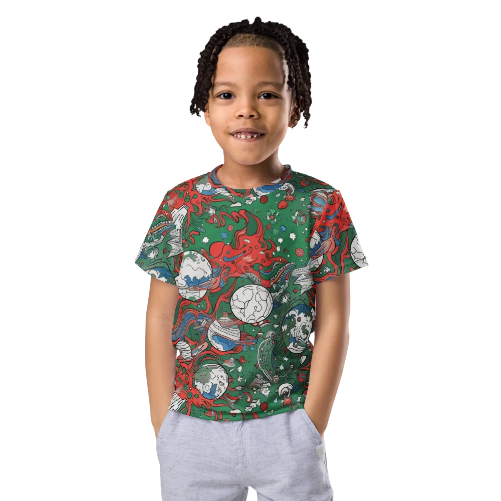 Cosmic Kraken on Kids Crew Neck T-Shirt — Front
