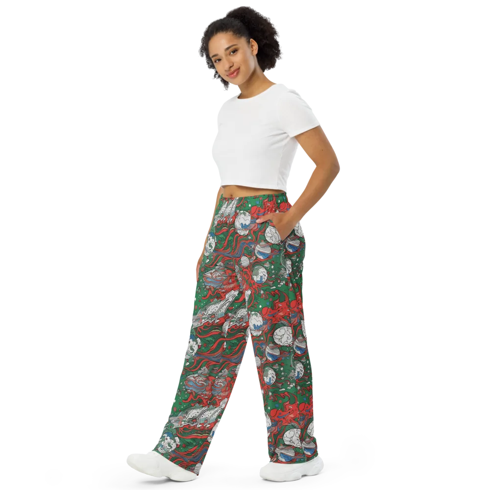Cosmic Kraken on Wide-Leg Pants — Left Front
