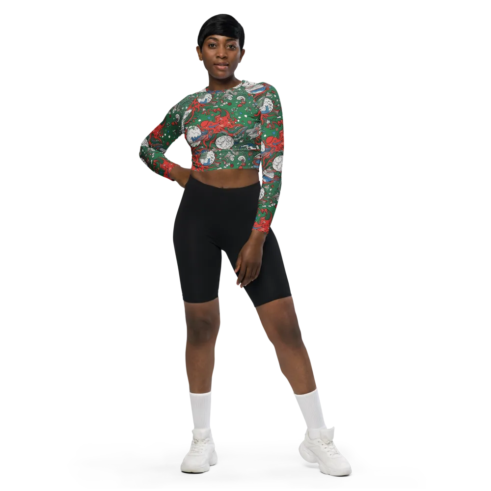 Cosmic Kraken on Long Sleeve Crop Top — Front
