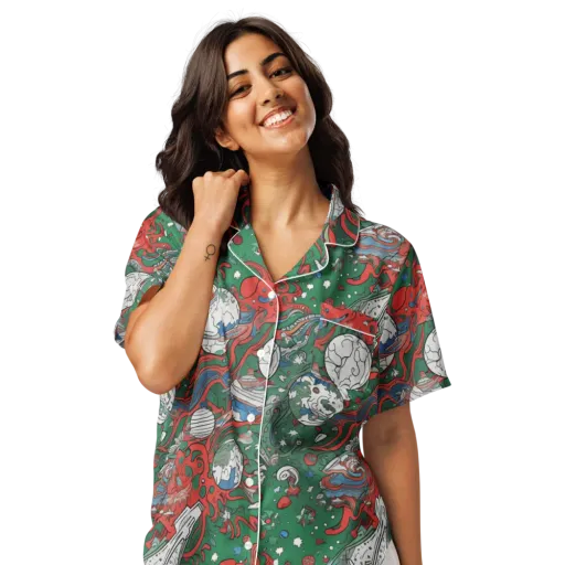 Cosmic Kraken on a Women's Short Sleeve Pajama Top