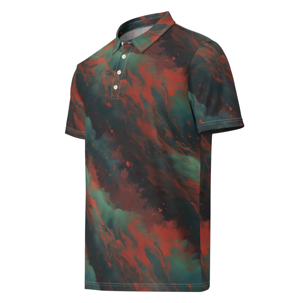 Verdigris Rush on Men's Slim Fit Polo Shirt — Left Front